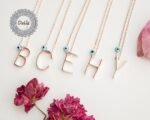 Custom Evil Eye Initial Necklace - Alphabet Necklace - Initial necklace - Letter Necklace - Custom Necklace - Birthstone Necklace - Dainty - Image 2
