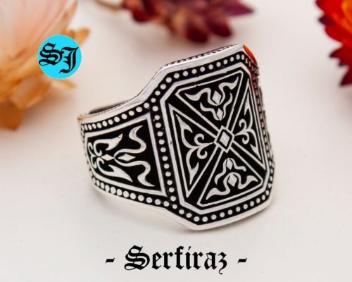 925K Solid Massive Silver Ring for Men, Celtic Knot Ring, Medieval Ring Jewelry Men, Shield Statement Ring, Viking Jewelry Ring