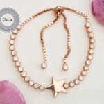 925 Sterling Silver Rose Gold Plated Slide Clasp Star Bracelet, Star Bracelet, Charm Bracelet, Slide Clasp Bracelet, Adjustable Bracelet