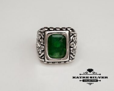 Mens Celtic Statement Ring 925 Sterling Silver – Green Stone Ring, Handmade Bold Ring Gift for Him - Image 3