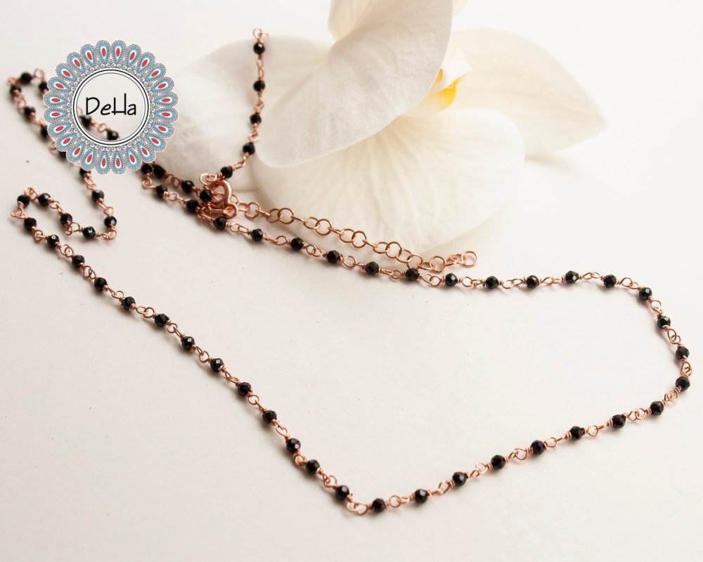 Black Stone Rosary Chain, Black Stone Chain, Necklace Chain, Black Stone Necklace, Chain Necklace, Black Necklace, Gemstone Chain, Chain