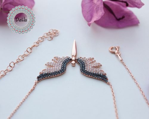 Black Zircon Angel Necklace, Angel Necklaces, Angel Jewelry, Angel Wing Necklace, Angel Jewelry, Angel Wing, Angel Gift, Everyday Necklace - Image 5