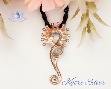 seahorse necklace 925 sterling silver aquamarine pendant