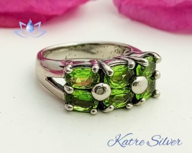 peridot ring 925 sterling silver green gemstone