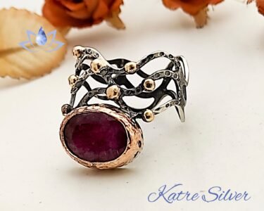 925 Silver Solitare Right Hand Antique Ruby Promise Ring, Jade Stone Ring, Art Deco Ruby Ring, July Birthstone, Ruby Jewelry - Image 4