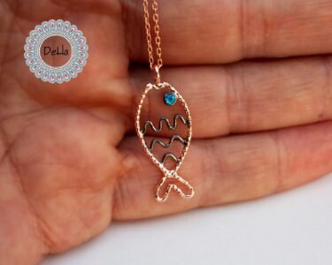 Aquamarine Fish Charm Necklace, Aquamarine Pendant, Fish Pendant, Aquamarine Jewelry, Summer Necklace, Ocean Necklace, Necklace for Gift - Image 9