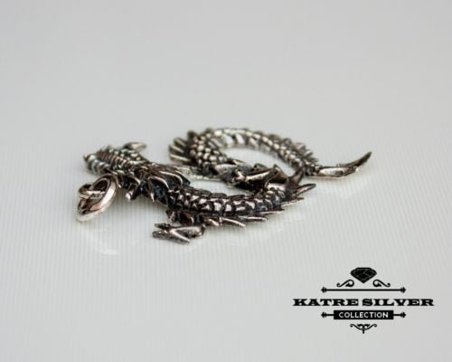 925 Solid Sterling Silver Charm Fantasy Dragon Gothic Pendant Jewelry Gift, Silver Dragon, Dragon Gift, Sterling Dragon, Silver Dragon Charm - Image 5
