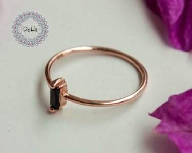 Black Onyx Baguette Ring 925 Sterling Silver – Stackable Minimal Ring, Dainty Jewelry Gift for Her - Image 4