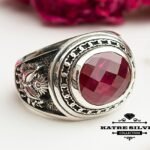 Big Statement Ring, Unique Mens Ring, Turkish Summer Jewelry, Turkish Ring, Ruby Ring, Cubic Zircon, Gift for Him, Boho Jewelry