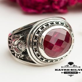 Big Statement Ring, Unique Mens Ring, Turkish Summer Jewelry, Turkish Ring, Ruby Ring, Cubic Zircon, Gift for Him, Boho Jewelry
