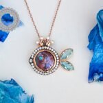 aquamarine fish necklace 925 sterling silver shell pendant