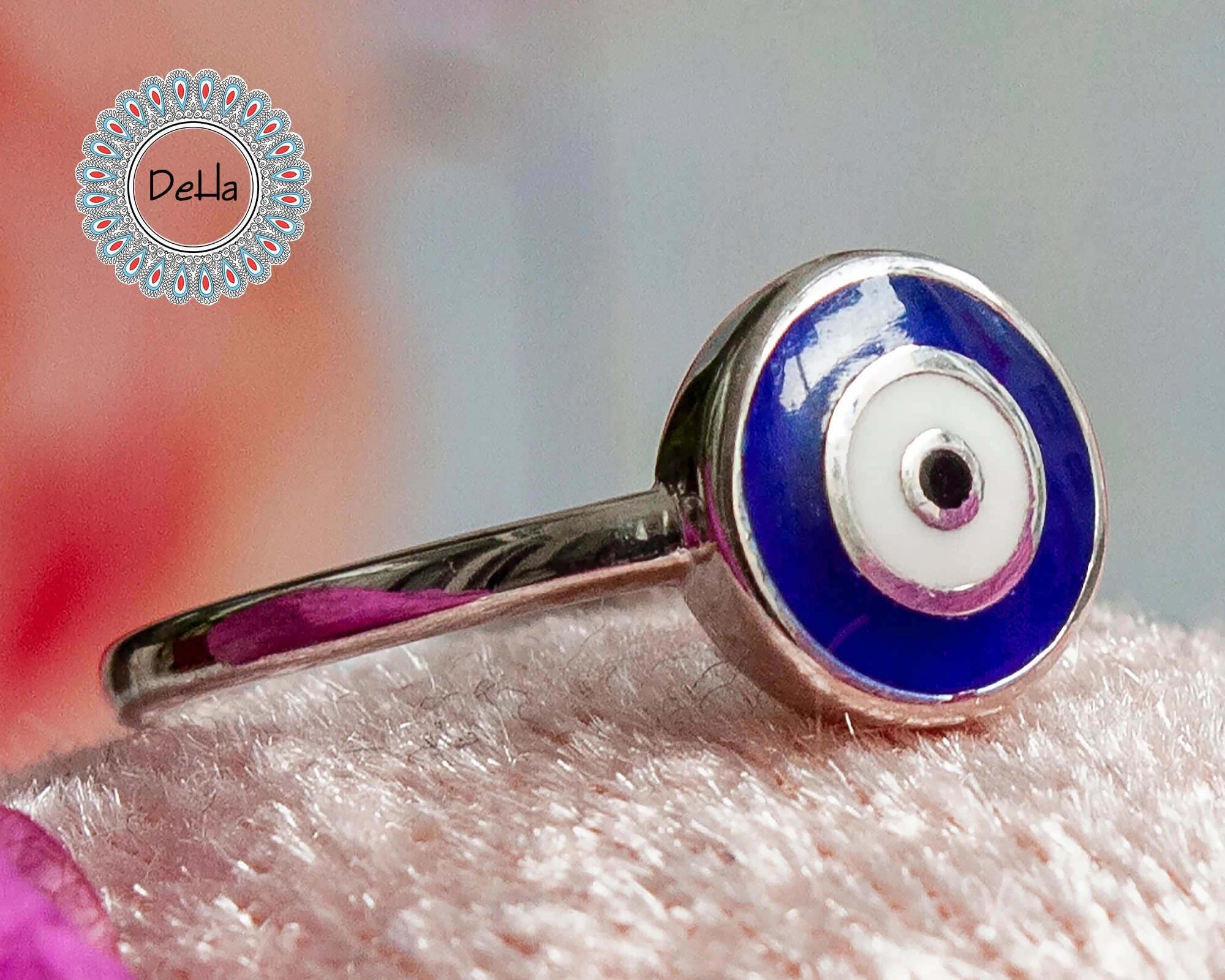 Blue Evil Eye Ring, Evil Eye Ring, Protection Ring, Silver Eye Ring, Blue Evil Eye, Eye Ring, Evil Eye Jewelry, Evil Eye, Eye Jewelry, Ring - Image 6