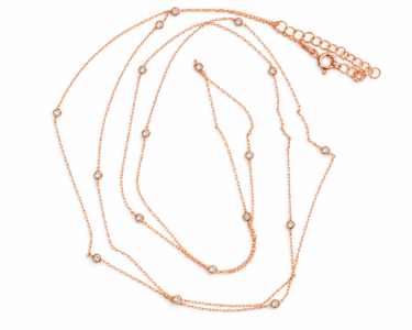 925 Sterling Silver CZ Station Necklace, Long Silver Chain with Cubic Zirconia, Three Color Options - Image 4