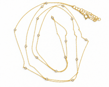 925 Sterling Silver CZ Station Necklace, Long Silver Chain with Cubic Zirconia, Three Color Options - Image 6