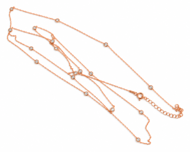 925 Sterling Silver CZ Station Necklace, Long Silver Chain with Cubic Zirconia, Three Color Options - Image 9