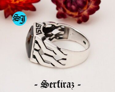 Black Onyx Ring for Men 925 Sterling Silver – Square Signet Ring, Vintage Geometric Mens Ring, Gift for Him - Image 5