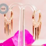 Cluster Rose Drop Earring, Long Hoop Earrings, Dangle Hoop Earrings, Dangle Earrings, Dangle Hoop, Dangly Hoop Earrings, Long Dangle Earrings