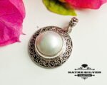 Bali Pearl Pendant, Bali Silver Pendant, Decorative Pendant, Bali Silver, Mother of Pearl, Pearl Pendant, Pearl Jewelry, Handmade Pendant - Image 6