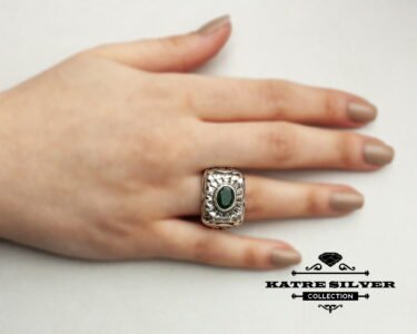 Antique Vintage Silver Green Jade Ring, Jade Ring, Jade Jewelry, Statement Ring, Green Stone Ring, Green Ring, Boho Ring, Vintage Ring, Jade - Image 2