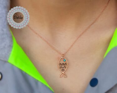 Aquamarine Fish Charm Necklace, Aquamarine Pendant, Fish Pendant, Aquamarine Jewelry, Summer Necklace, Ocean Necklace, Necklace for Gift - Image 6