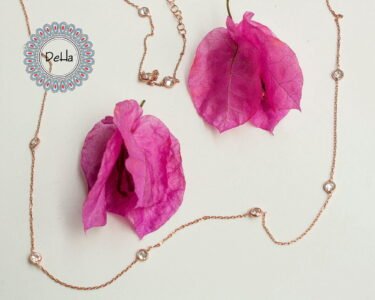 CZ Station Necklace 925 Sterling Silver – Long Layering Chain, Dainty Rose Gold Jewelry Gift for Her - Image 3