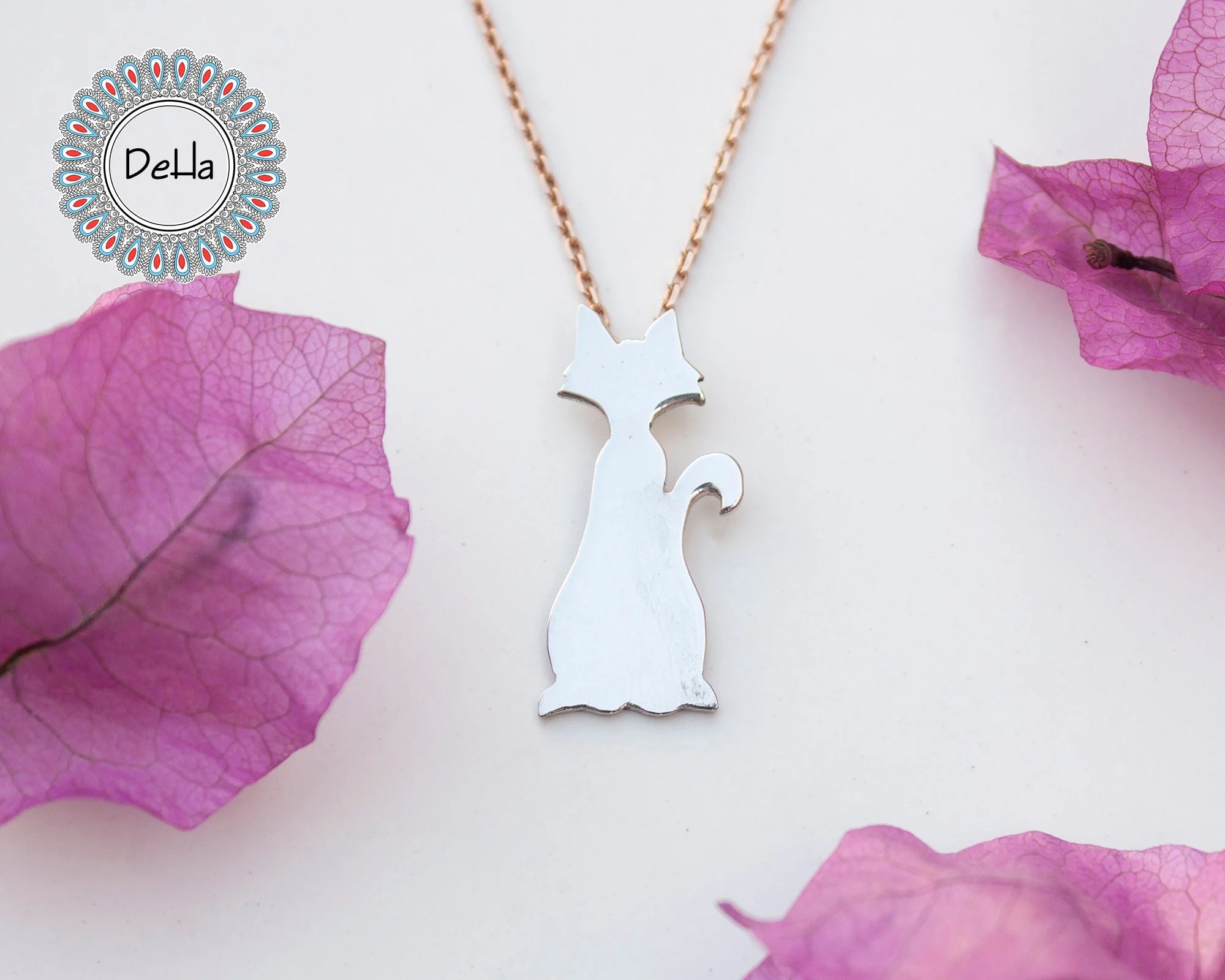 cat necklace 925 sterling silver cute cat pendant