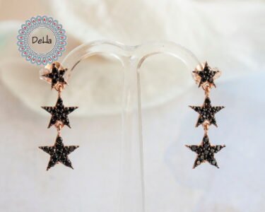 Black Star Studs Earrings, Three Star, Black Star Earrings, Star Earrings, Stud Earrings, Star Jewelry,Black Star,Black Earrings - Image 7