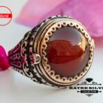 mens agate statement ring 925 sterling silver gemstone