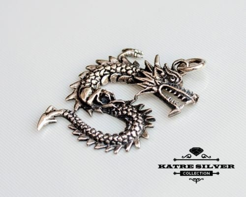 925 Solid Sterling Silver Charm Fantasy Dragon Gothic Pendant Jewelry Gift, Silver Dragon, Dragon Gift, Sterling Dragon, Silver Dragon Charm - Image 4