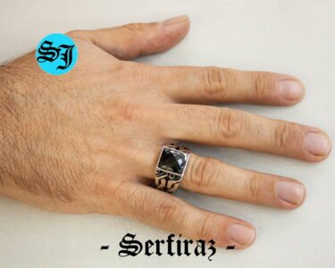 Black Onyx Ring for Men 925 Sterling Silver – Square Signet Ring, Vintage Geometric Mens Ring, Gift for Him - Image 2