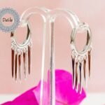 Cluster Drop Earring, Long Hoop Earrings, Silver Dangle Hoops, Dangle Hoop Earrings, Dangle Earrings, Dangle Hoops, Dangle Hoop, Silver Dangle