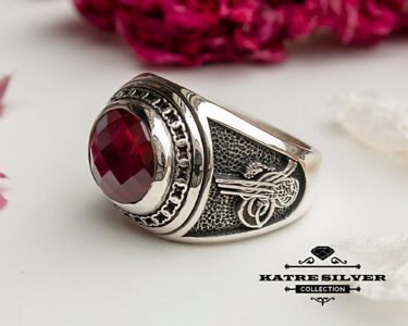 Mens Ruby Statement Ring 925 Sterling Silver – Red Stone Ring, Bold CZ Ring Gift for Him - Image 4