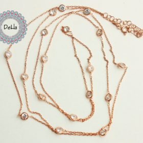 Cz Station Long Necklace, Station Necklace, Cz Necklace, Layering Necklace, Long Chain Necklace, Dainty Necklace, Rose Gold Necklace