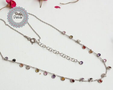 Cz Dangle Necklace, Multicolor Necklace, Dangle Necklace, Multi Colored, Cz Necklace, Colorful Necklace, Dangling Necklace, Summer Necklace - Image 3