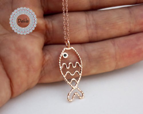 Aquamarine Fish Charm Necklace, Aquamarine Pendant, Fish Pendant, Aquamarine Jewelry, Summer Necklace, Ocean Necklace, Necklace for Gift - Image 10