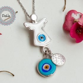Angel Evil Eye Pendant, Evil Eye Necklace, Silver Evil Eye, Eye of Protection, Guardian Angel, Evil Eye, Angel Pendant, Protection Necklace