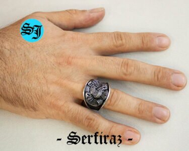 American Eagle Motorcycle Ring, Biker Rings, Silver Eagle, Navajo Ring, Native American Ring, Animal Ring, 925 Silver Ring, Gift Ring - Image 2