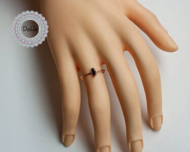 Black Onyx Baguette Ring 925 Sterling Silver – Stackable Minimal Ring, Dainty Jewelry Gift for Her - Image 2