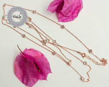 CZ Station Necklace 925 Sterling Silver – Long Layering Chain, Dainty Rose Gold Jewelry Gift for Her - Image 2