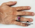 Big Statement Ring, Unique Mens Ring, Turkish Summer Jewelry, Turkish Ring, Ruby Ring, Cubic Zircon, Gift for Him, Boho Jewelry - Image 2