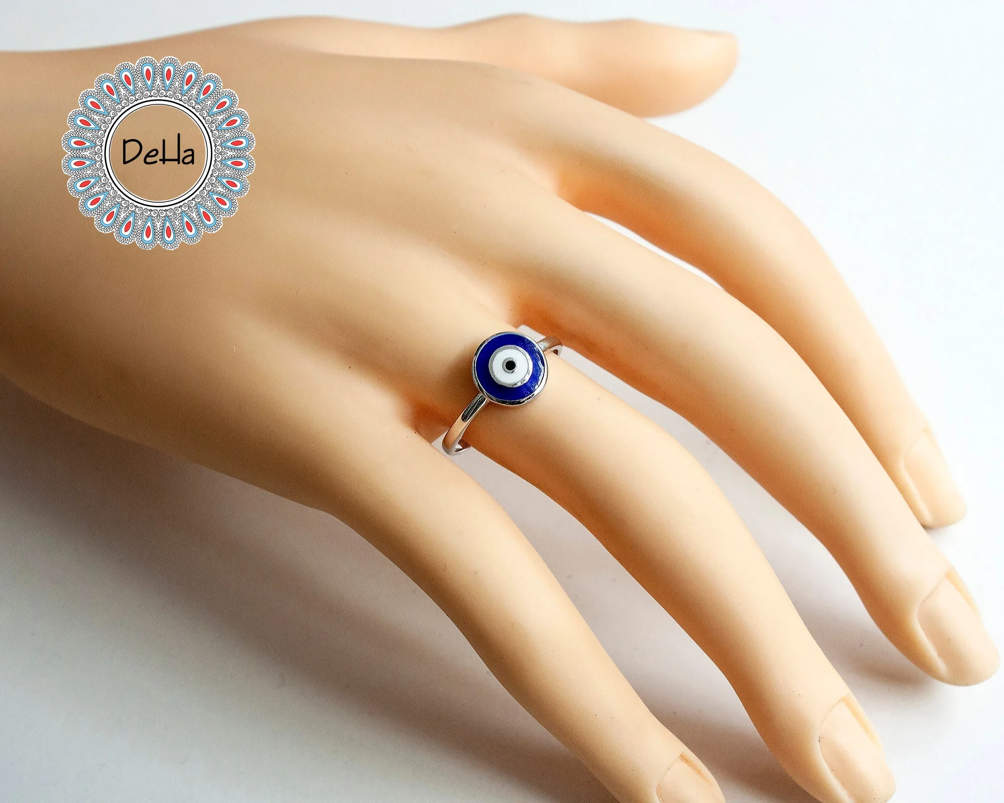 Blue Evil Eye Ring, Evil Eye Ring, Protection Ring, Silver Eye Ring, Blue Evil Eye, Eye Ring, Evil Eye Jewelry, Evil Eye, Eye Jewelry, Ring - Image 5