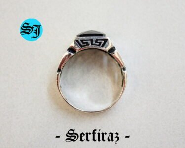 Black Onyx Ring for Men 925 Sterling Silver – Square Signet Ring, Vintage Geometric Mens Ring, Gift for Him - Image 8