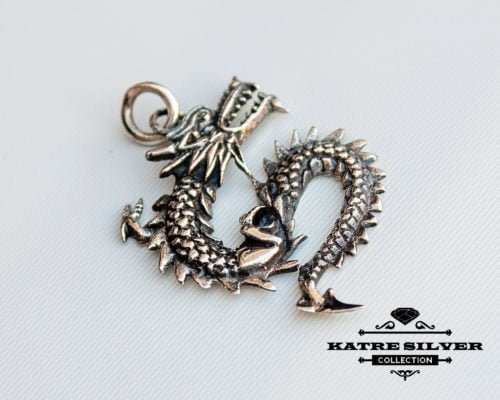 925 Solid Sterling Silver Charm Fantasy Dragon Gothic Pendant Jewelry Gift, Silver Dragon, Dragon Gift, Sterling Dragon, Silver Dragon Charm - Image 7