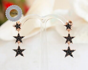 Black Star Studs Earrings, Three Star, Black Star Earrings, Star Earrings, Stud Earrings, Star Jewelry,Black Star,Black Earrings - Image 9