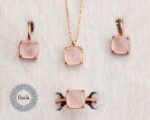 Tiny Rose Quartz Necklace in Rose Gold Plated, Small Gemstone Necklace, Pink Semi Precious Stone, Rose Gold Initial Necklace - Image 10