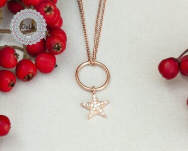 Elegant Star Pendant Necklace – CZ Hoop Circle Minimal Rose Gold Necklace for Women - Image 3