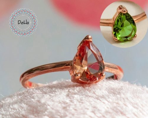 Zultanite Ring, Color Changing Ring, Luxury Ring, Turkish Ring, Teardrop Ring, Solitaire Ring, Rose Gold Ring, Statement Ring, Delicate Ring