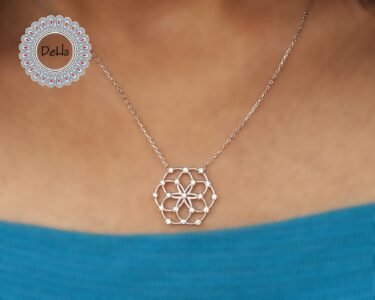 Flower of Life Hexagon Pendant, Hexagon Necklace, Sacred Geometry, Geometric Pendant, Hexagon Jewelry, Meditation Necklace, Yoga Pendant - Image 2