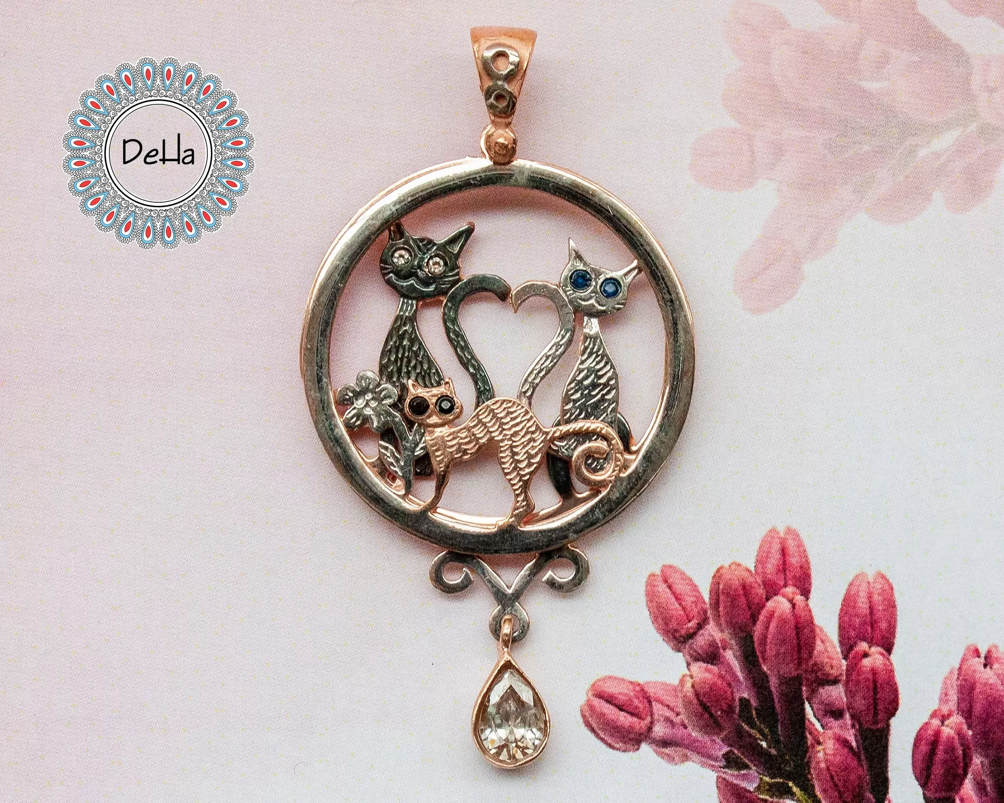 Cat Art Necklace, Cat Art Pendant, Cat Lover Jewelry, Cat Pendant, Cat Necklace, Cat Jewelry, Cat Art, Art Pendant, Cat Lover Gift, Gift for