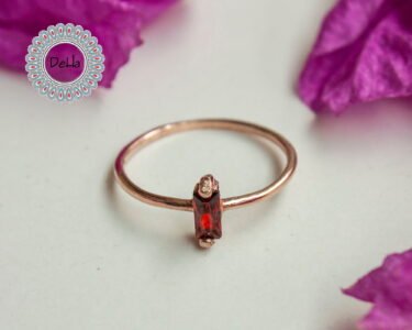 Red Ruby Baguette Ring, Baguette Cut Ring, Cz Stackable Ring, Baguette Ring, Minimal Ring, Minimalist Ring, Stackable Ring, Dainty Ring - Image 5